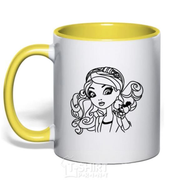 Mug with a colored handle Medellin Hetter with a mouse yellow фото