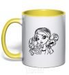 Mug with a colored handle Medellin Hetter with a mouse yellow фото