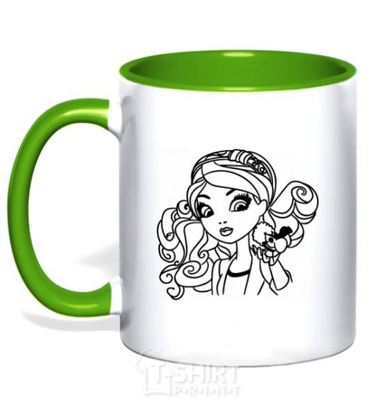 Mug with a colored handle Medellin Hetter with a mouse kelly-green фото