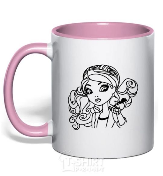 Mug with a colored handle Medellin Hetter with a mouse light-pink фото