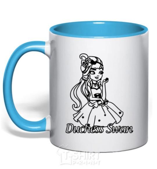 Mug with a colored handle Duchess Swan sky-blue фото