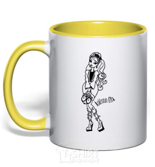 Mug with a colored handle Ashlynn Ella yellow фото