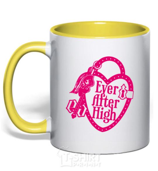 Mug with a colored handle Logo Ever After High yellow фото
