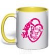 Mug with a colored handle Logo Ever After High yellow фото