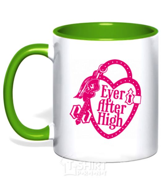 Mug with a colored handle Logo Ever After High kelly-green фото