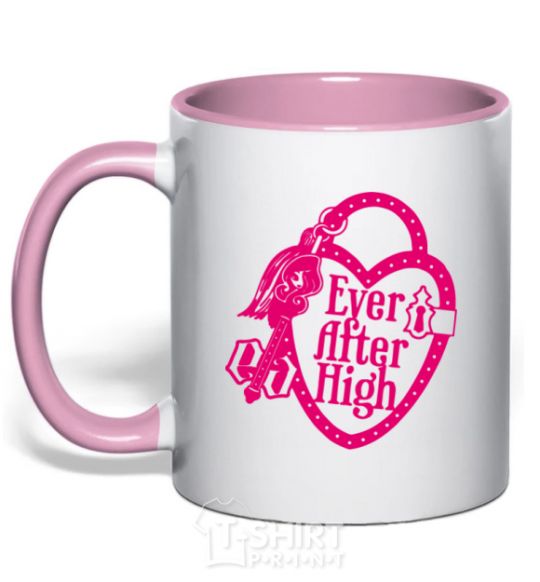 Mug with a colored handle Logo Ever After High light-pink фото