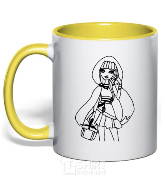 Mug with a colored handle Cerise Hood yellow фото