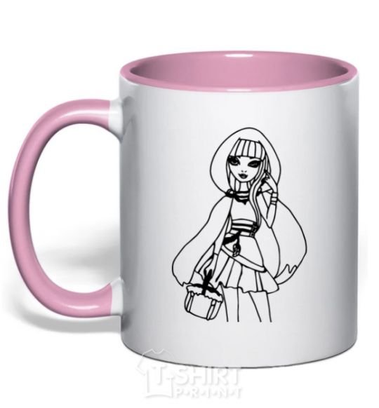 Mug with a colored handle Cerise Hood light-pink фото