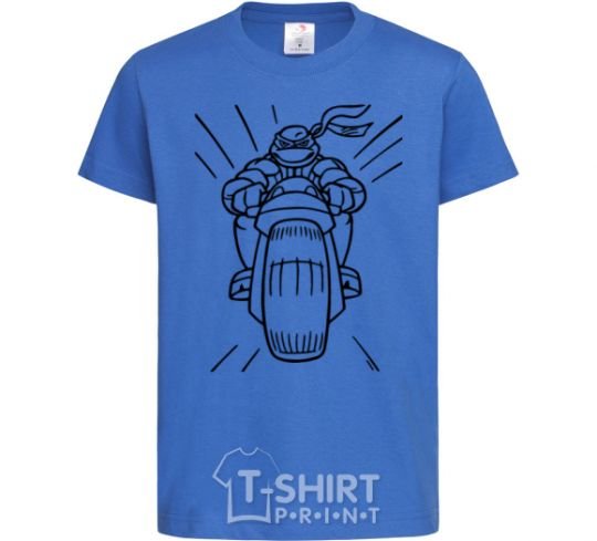Kids T-shirt Ninja Turtle on a motorcycle royal-blue фото