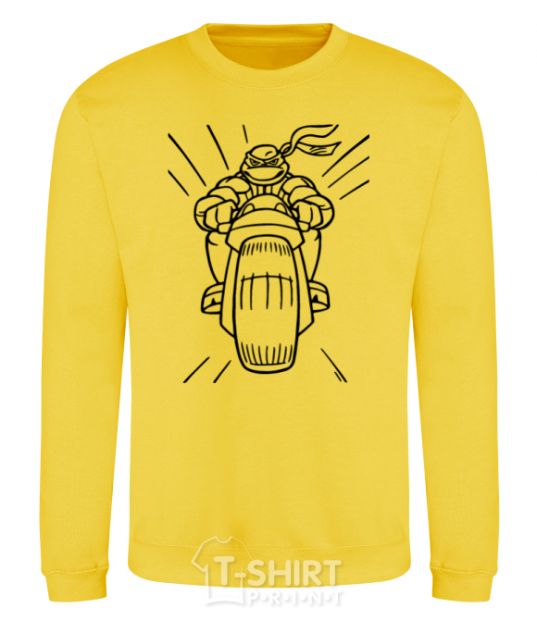 Sweatshirt Ninja Turtle on a motorcycle yellow фото