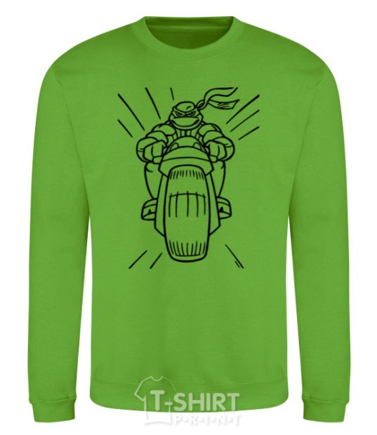 Sweatshirt Ninja Turtle on a motorcycle orchid-green фото