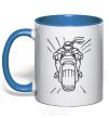 Mug with a colored handle Ninja Turtle on a motorcycle royal-blue фото