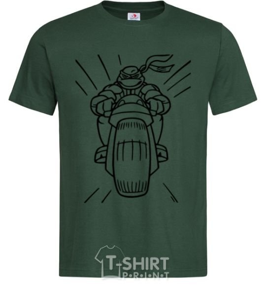Men's T-Shirt Ninja Turtle on a motorcycle bottle-green фото