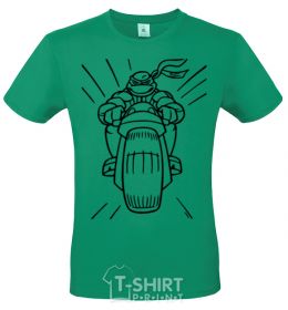 Men's T-Shirt Ninja Turtle on a motorcycle kelly-green фото
