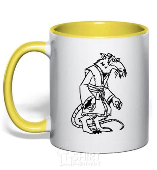 Mug with a colored handle Sensei Splinter yellow фото