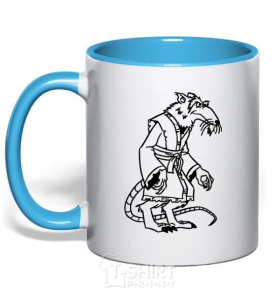Mug with a colored handle Sensei Splinter sky-blue фото
