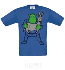 Kids T-shirt Shrek and the donkey royal-blue фото