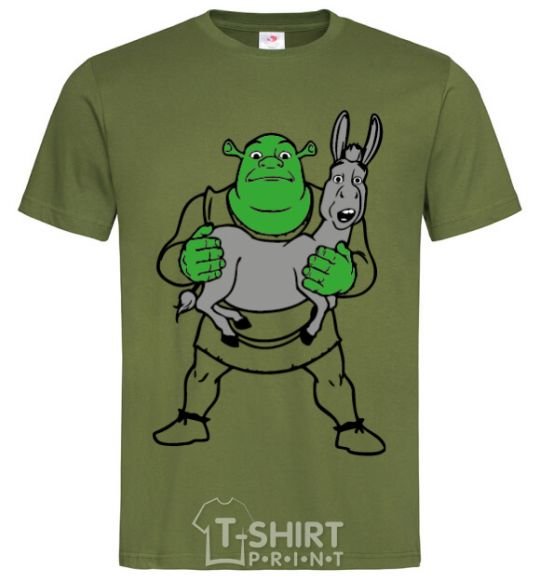 Men's T-Shirt Shrek and the donkey millennial-khaki фото