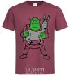 Men's T-Shirt Shrek and the donkey burgundy фото