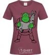 Women's T-shirt Shrek and the donkey burgundy фото