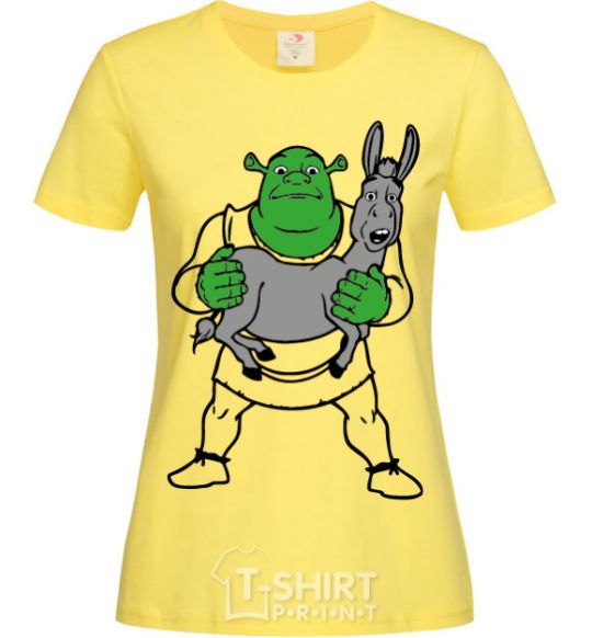 Women's T-shirt Shrek and the donkey cornsilk фото