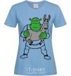 Women's T-shirt Shrek and the donkey sky-blue фото