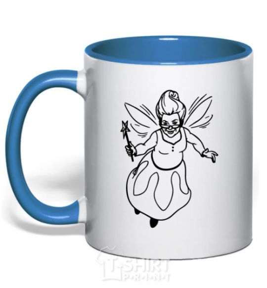 Mug with a colored handle Fairy godmother royal-blue фото