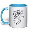 Mug with a colored handle Fairy godmother sky-blue фото