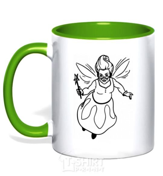 Mug with a colored handle Fairy godmother kelly-green фото