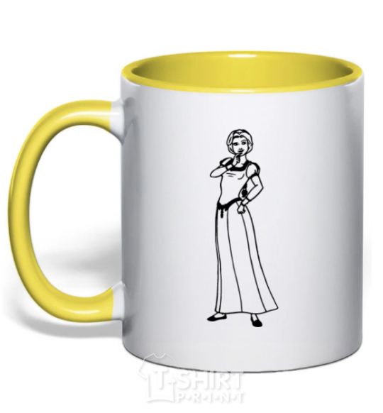 Mug with a colored handle Fiona yellow фото