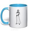 Mug with a colored handle Fiona sky-blue фото