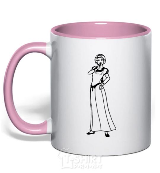 Mug with a colored handle Fiona light-pink фото