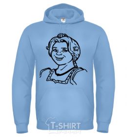 Men`s hoodie Fiona's portrait sky-blue фото