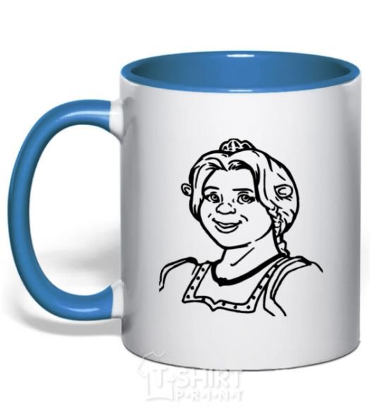 Mug with a colored handle Fiona's portrait royal-blue фото