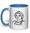 Mug with a colored handle Fiona's portrait royal-blue фото