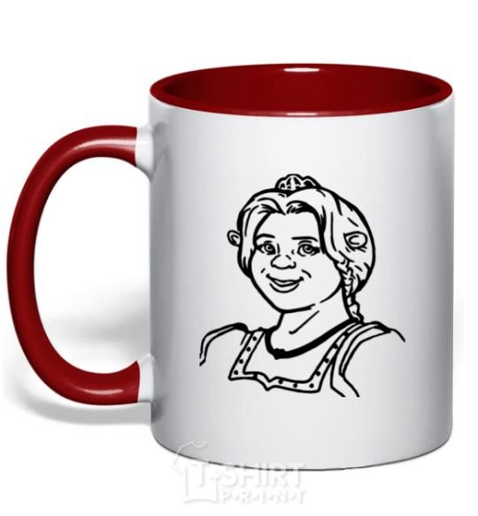 Mug with a colored handle Fiona's portrait red фото