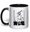 Mug with a colored handle A puss in boots black фото