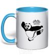 Mug with a colored handle Panda Po sky-blue фото