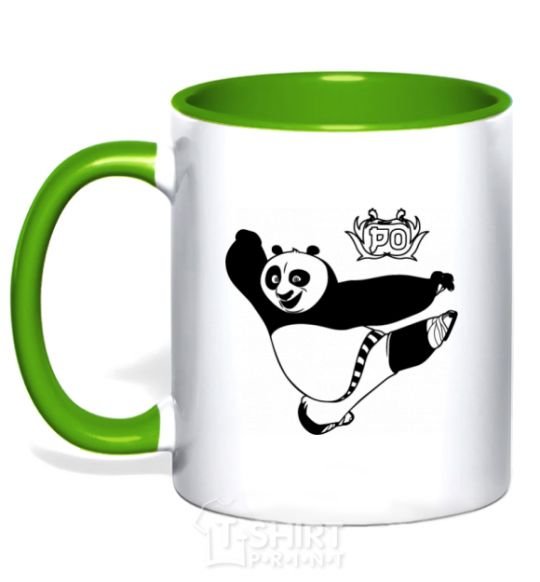Mug with a colored handle Panda Po kelly-green фото