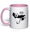 Mug with a colored handle Panda Po light-pink фото