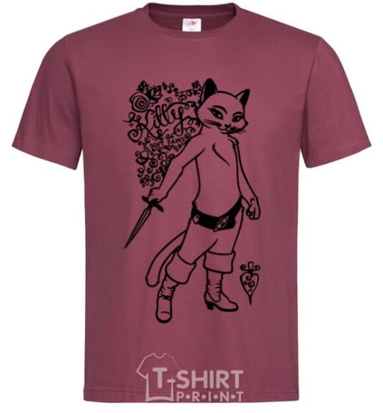 Men's T-Shirt Kitty soft рaws burgundy фото
