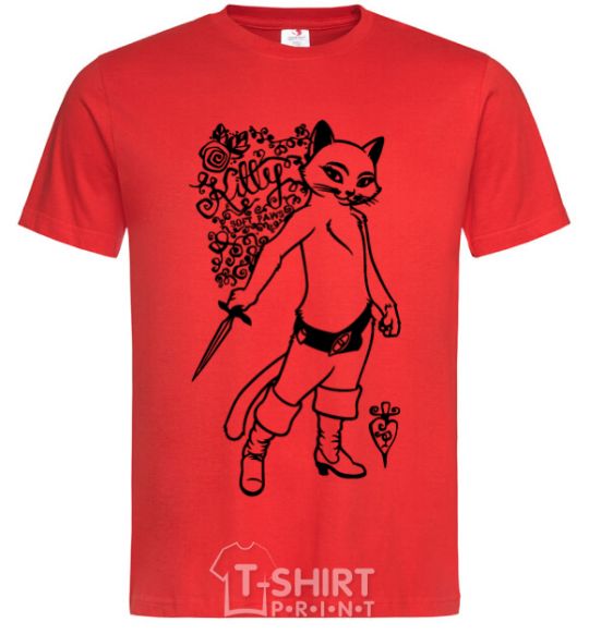 Men's T-Shirt Kitty soft рaws red фото