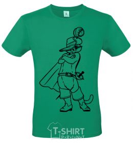 Men's T-Shirt A cat in boots with a hat kelly-green фото