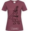 Women's T-shirt A cat in boots with a hat burgundy фото