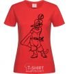 Women's T-shirt A cat in boots with a hat red фото