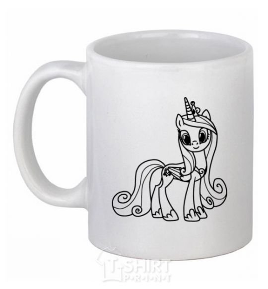 Чашка керамическая Пони с короной (единорог) Белый фото