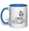 Mug with a colored handle Pony with a crown (unicorn) royal-blue фото