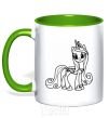 Mug with a colored handle Pony with a crown (unicorn) kelly-green фото