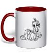 Mug with a colored handle Pony with a crown (unicorn) red фото