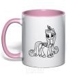 Mug with a colored handle Pony with a crown (unicorn) light-pink фото